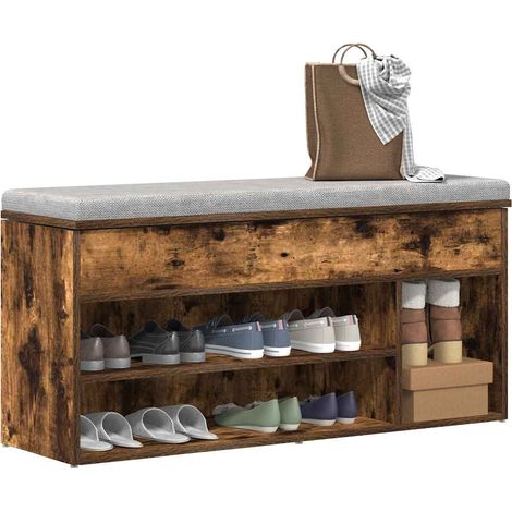 Schuhbank Räuchereiche 102x30,5x45 cm Holzwerkstoff