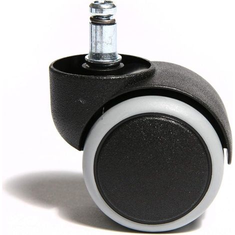 Set de 5 roulettes dures pour chaise de bureau, noir, tige de 10mm, diamètre 50mm, idéales pour fauteuil de travail, pack de 5 roues pivotantes. (1/5)