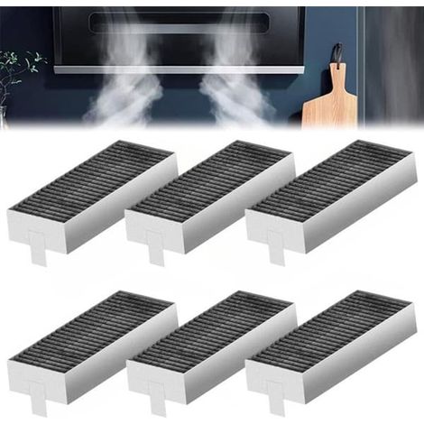 Filtre à charbon actif - Lot de 6 - Compatible avec les hottes Siemens HZ9VRCR0, Bosch HEZ9VRUD0, 17004796 et Siemens Neff - Filtre de rechange (1/5)