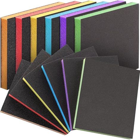 12PCS Éponges à poncer, 100 x 120mm 60/80/120/150/180/240 Grain Cale a Poncer Eponge Reutilisable Lavable pour Modèle de Construction Sèche, Métal, Bois, Meubles (1/5)