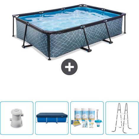 Exit Pool Rechteckig - Steinoptik - 300x200x65 cm - 5-teilig SCB64 (1/4)