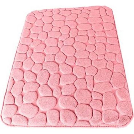 Tapis De Bain En Tissu Effet Pierre 45 X 75cm Rose 69976 (1/2)