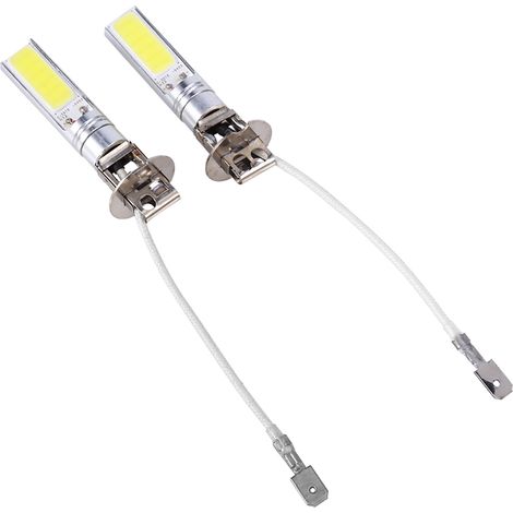 Lot de 2 ampoules H3 COB LED 6000K blanc xénon 12V 10W pour phares antibrouillard auto (1/5)