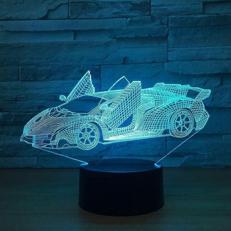 Lampe 3D Lamborghini en acrylique, 7 couleurs changeantes, veilleuse LED USB pour bébé, lampe de bureau décorative pour la nuit (1/4)