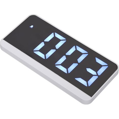 Réveil numérique avec commande vocale, réglage de la luminosité, miroir LED et horloge électronique de bureau moderne