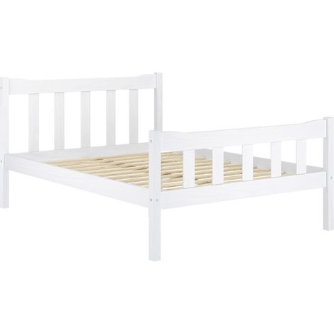 Havana Double Bed Frame (Pack of 2) - Pine/Metal - L200.8 x W145 x H96 cm - White/Pewter - Flat Pack