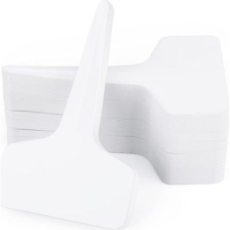 100 Pflanzenetiketten für Setzlinge, Garten, Gemüsebeet, Anpflanzung, wasserfest, Kunststoff, für den Außenbereich, weiß, 10 x 6 cm