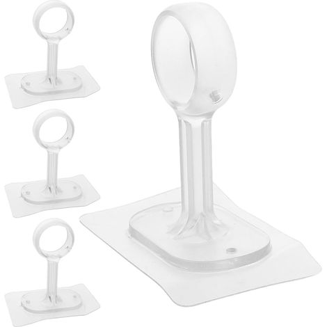 Support de Fixation Plafond pour Tringle à Rideaux Auto-adhésif en Abs, Installation sans Perçage, Stable et Moderne, Lot de 4 Pièces pour Salle de Bain et Espace de Vie (1/5)