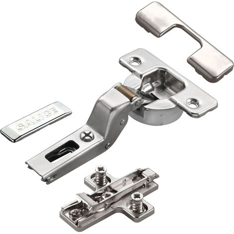 2 x Salice Topfband Serie 700 mit Dämpfer im Topf 110° Bohrbild T45 Innenanschlag inkl. Kreuz-Montageplatte Höhe 3 mm mit Euroschrauben, Exzenterverstellung, Abdeckkappen Topfscharnier von SOTECH (1/5)