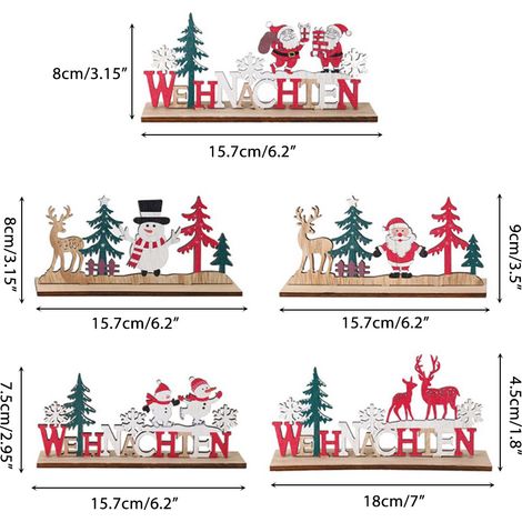 Décoration de Noël en bois : scène composée d'un cerf, d'un vieil homme et d'un bonhomme de neige. Idée cadeau pour la décoration intérieure. (1/5)