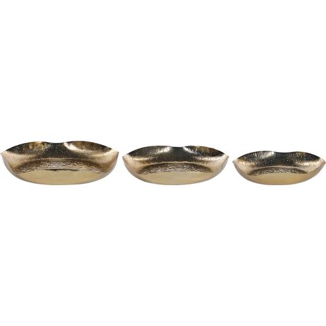 Conjunto de 3 cuencos de metal dorado bandejas joyero glamour accesorio Ujung