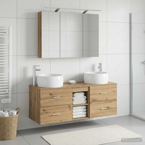 vidaXL Juego de muebles de baño 4 uds. Roble artisan (1/5)