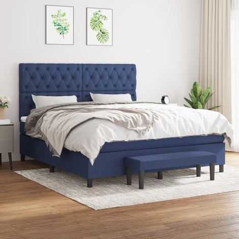 Lit adulte Contemporain  Lit à sommier tapissier avec matelas Bleu 160x200 cm Tissu 80585