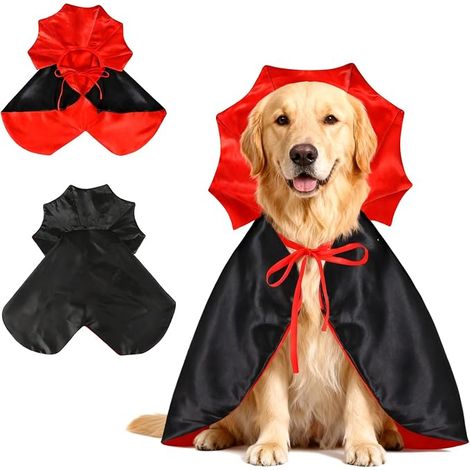 Halloween Pet Costume, Cats Vampire Cape, Halloween Costume for Pets, Cosplay Vampire Cape for Dogs and Cats, Halloween Costumes Dog Cat (Red, M) (1/5)