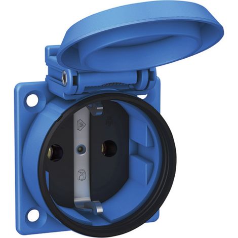 ABL Einbausteckdose SCHUKOplus 1561050, 16A 250V IP54, Thermoplast, Blau