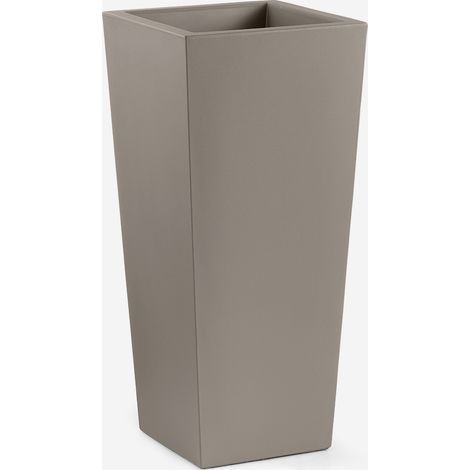 Vaso alto quadrato da esterno in polietilene resistente Gaia 100 - Beige
