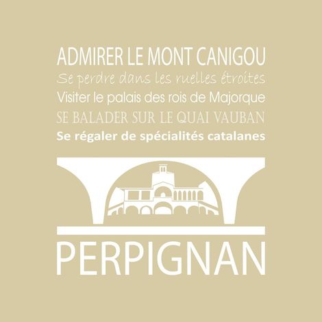 Tableau sur toile Perpignan beige 30x30 cm - Impression sur Toile Murale Décorative - Image imprimée en HD sur Toile - Toile sur Châssis en Bois FSC - Fabriqué en France