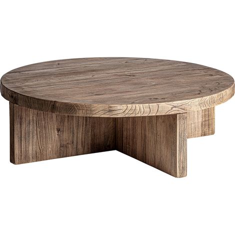 Table basse ronde en bois d'orme - brun (1/5)