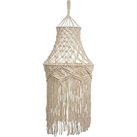 Jevina Abat-jour en macramé - Suspension - Moderne - Pour bureau, chambre à coucher, salon, chambre d'enfant, dortoir - Décoration d'intérieur méchante (1/5)
