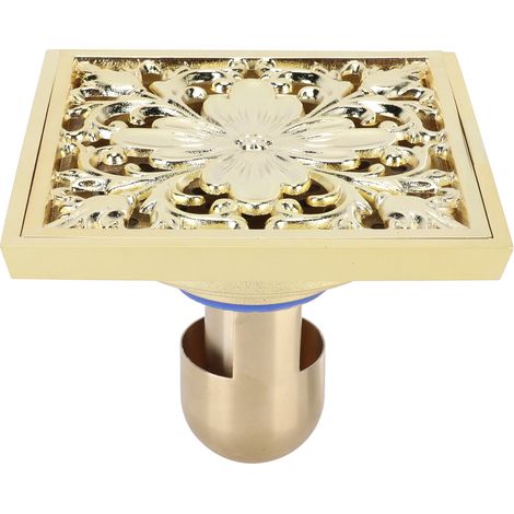 Bon de sol doré anti-odeur anti-colmatage pour évacuation WC, accessoire salle de bain, 10x10cm (type profond)
