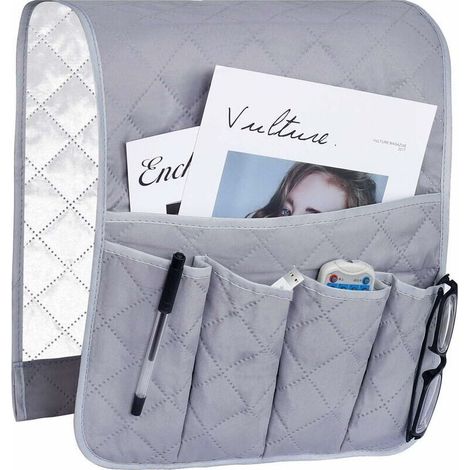 Armchair Armrest Storage Bag Gray Sofa Cover Hanging Bag Space Saving Non-Slip Storage Bag (1/5)