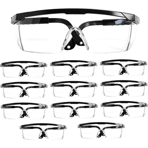 12 Lunettes de protection,avec écran latéral,anti-poussière,en PET,pour laboratoire,atelier,bricolage (1/5)