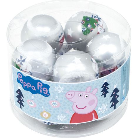 Lot de 10 boules de Noël argentées 6cm - Peppa Pig (1/3)