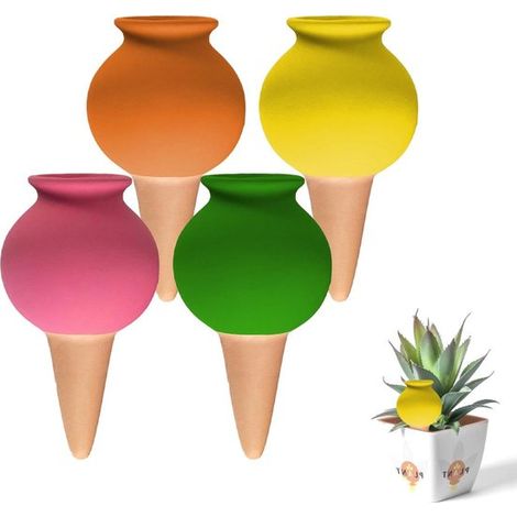 Sistema di irrigazione automatico per piante, a rilascio lento, 4 pezzi, in terracotta (1/5)