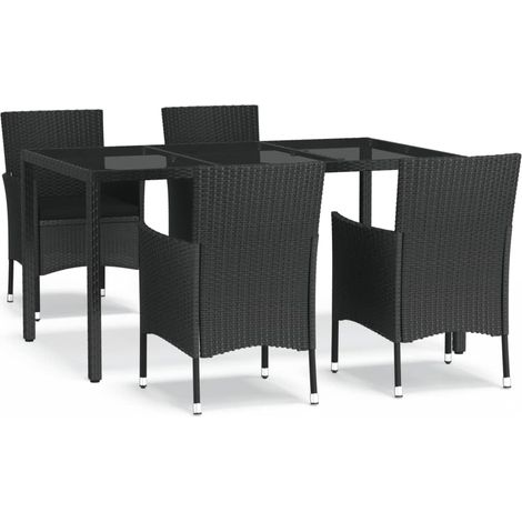 Maison Exclusive - 5-tlg. Garten-Essgruppe mit Kissen Schwarz Pol