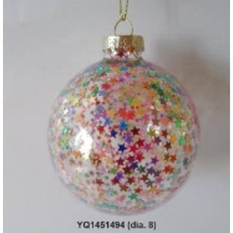 Boule de Noël en verre multicolore à l'intérieur D. 80 mm - Feeric lights & christmas