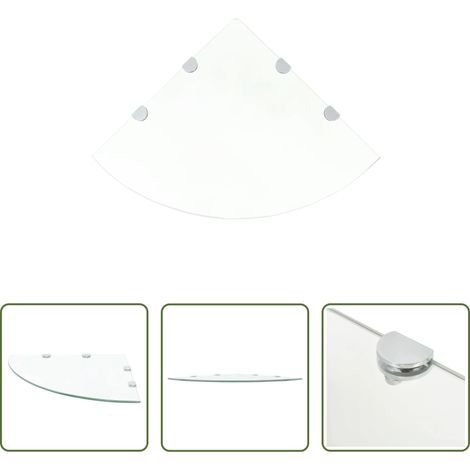 Étagère d'angle - Étagère de coin et supports chromés Verre transparent 45x45 cm (1/5)