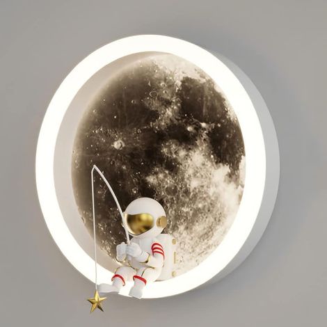 LED Enfants Lune Applique Murale, Astronaute Décoration Chambre D'enfants Décoration Tête De Lit Applique Murale (1/5)