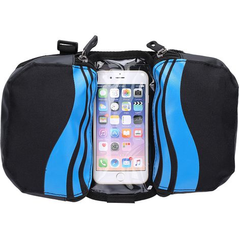 Sacoche de vélo double pour cadre avec étui à téléphone, écran tactile bleu (1/4)