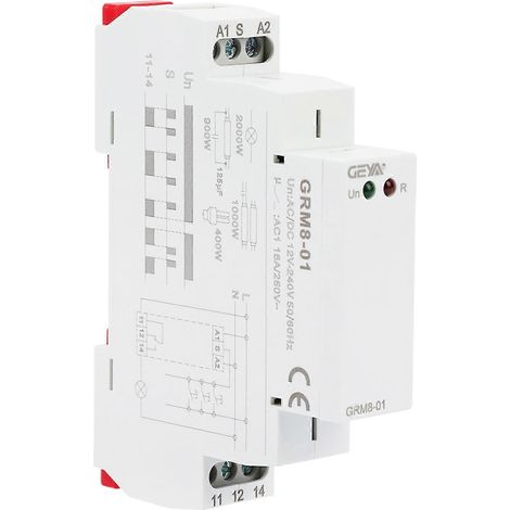 GRM8-01 Elektronisches Impulsrelais, Verriegelungsrelais, Speicherrelais, AC/DC 12–240 V