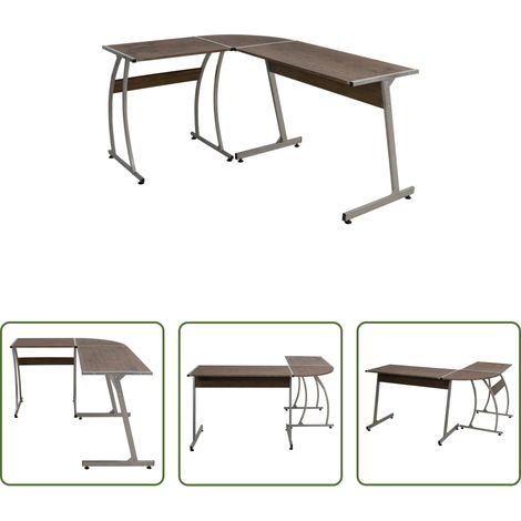 vidaXL Bureau d'étude - Bureau d'angle marron bois d'ingénierie (1/5)