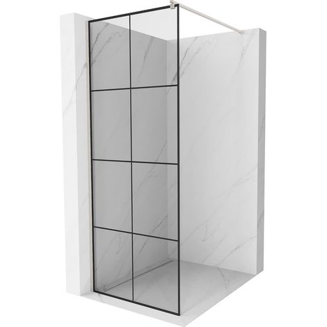 Mexen Kioto Walk-in Duschwand 80 x 200 cm, schwarzes Muster 8 mm, gebürstetes Nickel - 800-080-101-9 (1/5)