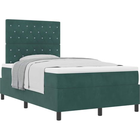 Maison Exclusive - Letto a molle con materasso Verde Scuro 120 x 190 cm Velluto (1/5)