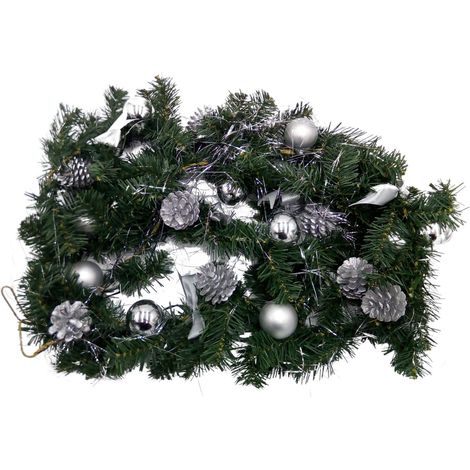 LED Tannengirlande 270cm Weihnachtsdeko Weihnachtsgirlande Girlande Türgirlande warmweiß - silber