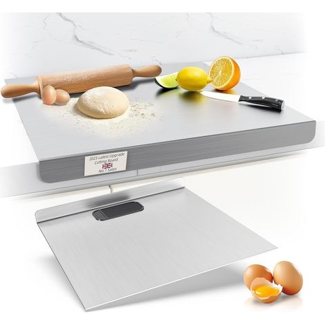 Plaque Inox Cuisine en acier Inoxydable, Planche a Decouper Inox, Protege Plan de Travail Cuisine avec bord d'arrêt, Planche à Pétrir Inox pour Pain et Pizza(Hauteur 2cm) (60x60cm) (1/5)