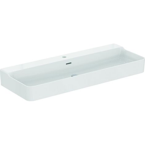 Lavabo CONCA 1200x450x165mm blanco con IdealPlus 1 orificio para grifería, con rebosadero IDEAL STANDARD