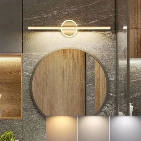 Applique murale moderne 40 cm - Miroir lumineux LED 10 W, 3 températures de couleur - Éclairage pour coiffeuse - Doré