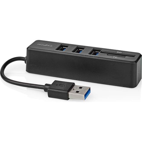 Hub USB  1x USB-A  3x USB A Femelle  5-Port port(s)  USB 2.0  Alimenté par port USB  SD & MicroSD