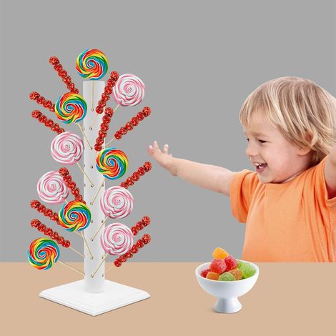 Présentoir à sucettes, 61 trous porte - sucettes, bonbons, ballons, décoration de gâteau, 40,5 14,7 14,7 cm (blanc) (1/5)
