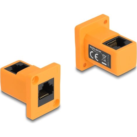 DeLOCK 87997 - Module de type D RJ45 femelle à femelle coudé à 90° orange