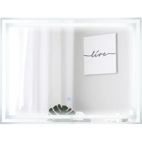 COSTWAY 80 x 60 CM LED Bathroom Mirror Wall Mounted Rectangular Mirror (1/5)