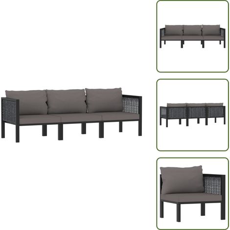 Canapé à 3 places avec coussins Anthracite Résine tressée - Canapé Jardin - Mobilier De Jardin - Salon De Jardin - Canapé Trois Places - Résine Tressée (1/5)
