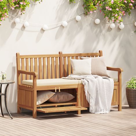 Gartenaufbewahrungsbank Braun 150 x 60 x 90 cm Massivholz Teak vidaXL (1/5)
