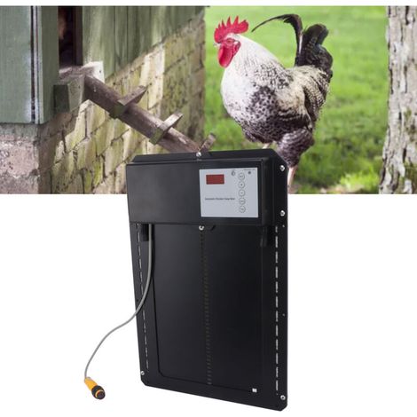 Automatische Hühnerstalltür – Lichtsensor & Zeitschaltuhr – Blockierschutz & Fernbedienung, Schutzart IP44 & Solarbetrieben – Aluminium-Bausatz für Hühner/Enten/Gänse