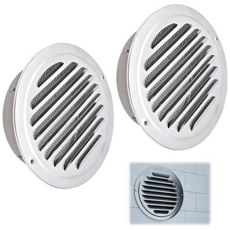 FENOPLASTICA2 Pièces Grille Aération Ronde, 100mm Grille d'aération en Acier Inoxydable, Grille de Ventilation avec Filet Anti-insectes, Grille Ventilation Exterieur, pour Garage, Cuisine, Salle de Ba (1/4)
