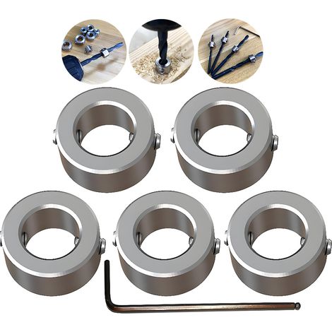 Butée de Profondeur de Foret, Butée de Profondeur Colliers Anneau Positionneur Durable Foret À Bois (ID:10mm, 5pcs), avec clé Hexagonale (1/5)
